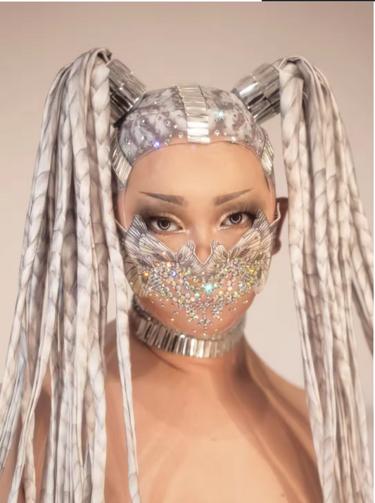 [Coming Soon] Rave Festival Sparkling Party Women Men Nightclub Crystal Rhinestone Pearls Face Decoration Club Mask Accessories - TECHNO essentials